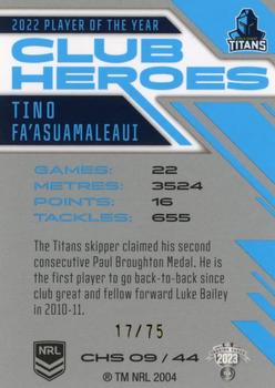2023 NRL Traders Titanium - Club Heroes Silver #CHS09 Tino Fa'asuamaleaui Back